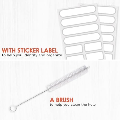 5-Hole Condiment Squeeze Bottles 12oz 6-Piece Set with Labels Brushes