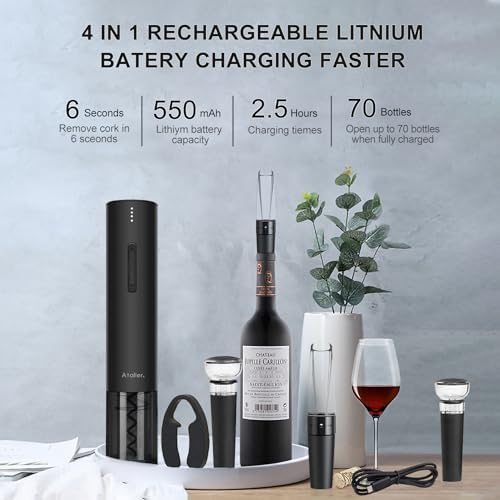 Ataller 2-in-1 Rechargeable Wine Opener Set for Easy Elegant Course