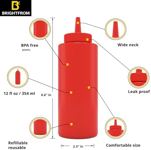 BrightFrom Condiment Squeeze Bottles BPA-Free 12oz 2Pack