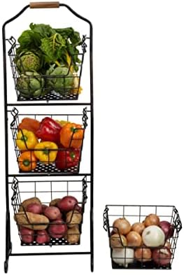 Gourmet Basics by Mikasa Ferme 4-Tier Metal Storage Basket Antique Black