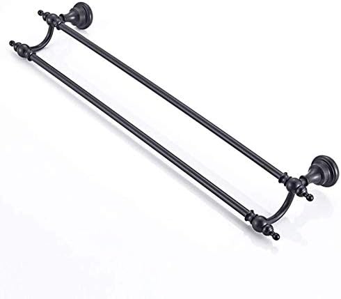 BOCbco Retro Black Bronze Towel Rack Double-Bar Bathroom Storage