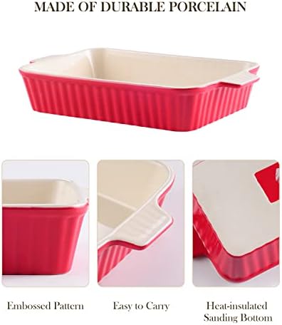 MALACASA Porcelain Bakeware Set of 4 Red 1