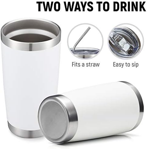 COMOOO 20oz Double Wall Vacuum Insulated Travel Mug Set