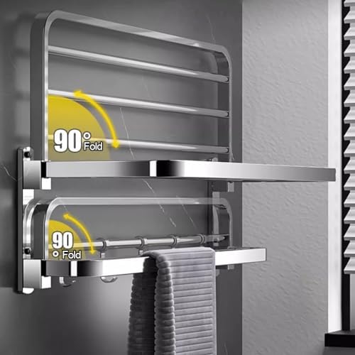 Double Folding Towel Rack Wall-Mounted Bath Towel Holder 40cm