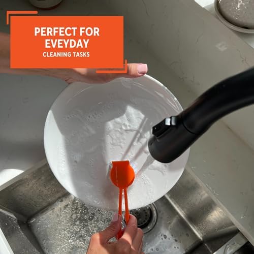 Imusa USA Round Orange Dish Brush with White Bristles for Kitchen Use