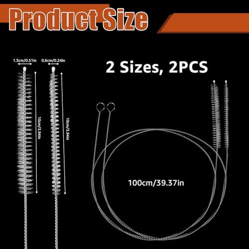 2PCS Extra Long Tube Cleaner Brush with Soft Nylon Bristles