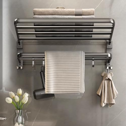 Portable Aluminum Towel Rack for Bathroom 50cm Wall-Mounted Towel Holder
