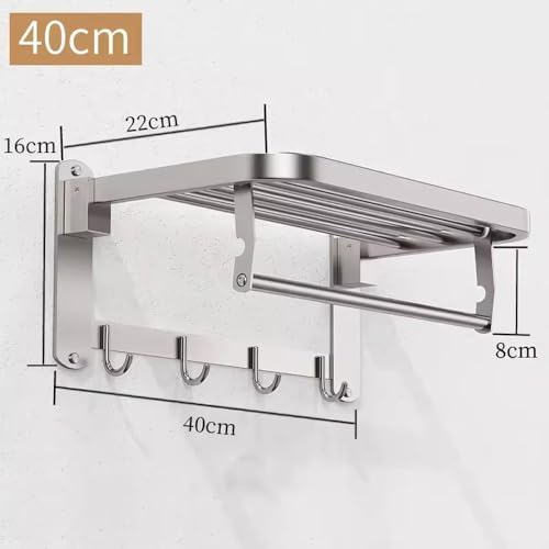 Ann BKAStainless Steel Towel Hanger with Bar Thickened Wall-Mounted Towel Rack 40CM