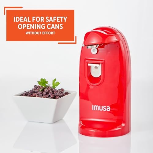 ImUSA Compact Electric Can Opener with Bottle Opener Knife Sharpener Red