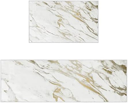 2-Piece Marble Kitchen Rugs Anti Fatigue Non-Slip Kitchen Mat Set