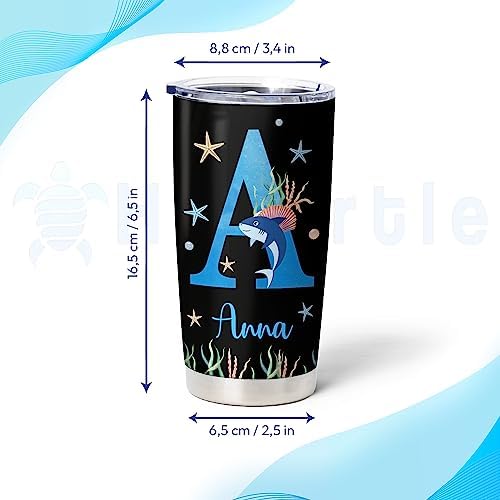 Personalized Shark Lovers Tumbler - Stainless Steel 20 oz for Women Kids