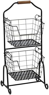 Gourmet Basics by Mikasa Ferme 4-Tier Metal Storage Basket Antique Black