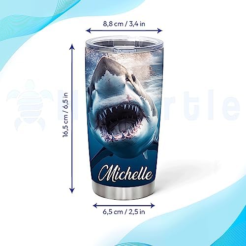 Hyturtle Shark Lover 20oz Stainless Steel Tumbler With Flip Lid