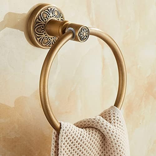 Retro Round Aluminum Towel Rack Antique Brass Space-Saving Bathroom Towel Organizer