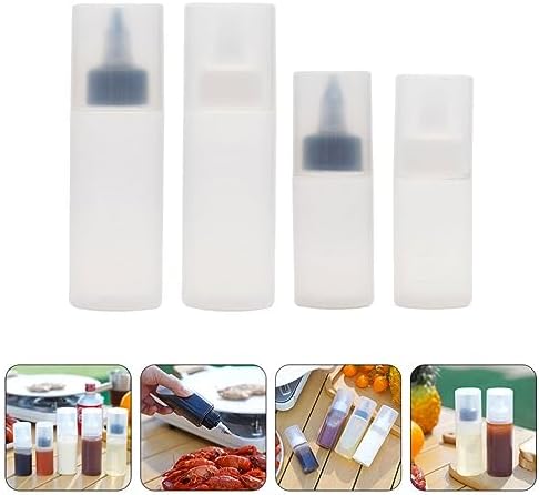 Yardwe 4Pcs Small Condiment Squeeze Bottles for Ketchup BBQ Sauce Dressing Syrup