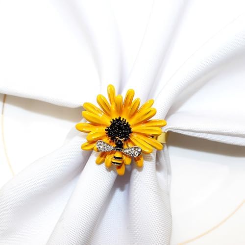 6-Piece Sunflower Metal Napkin Rings Perfect for Dinner
