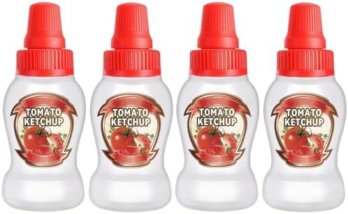 4-Piece Mini Ketchup Bottle Set for Lunch Boxes