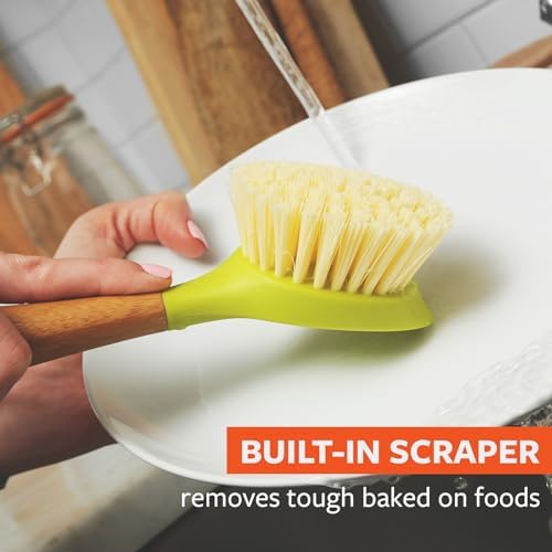 Full Circle Dish Brush and Bottle Brush Bundle with Bamboo Handles