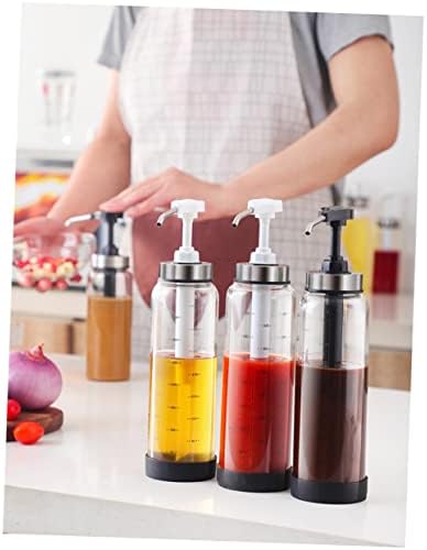 Luxshiny Glass Stainless Steel Squeeze Sauce Bottle
