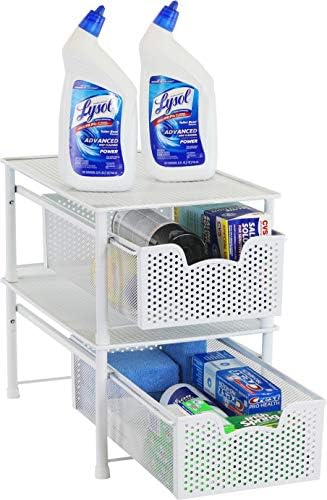 Simple Houseware Stackable Cabinet Organizer Easy Space Saver White