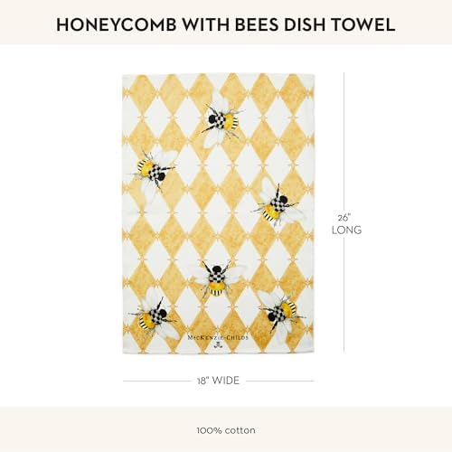 Mackenzie-Childs Honeycomb Cotton Dish Towel with Bees
