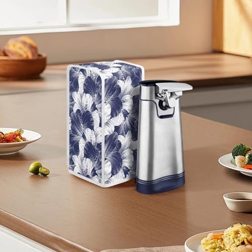 Dark Blue Flowers Can Opener Dust Cover for Electric Can Opener