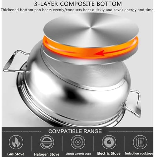 SVRITE Stainless Steel Seafood Steamer Pot - 34CM for Cooking Steaming
