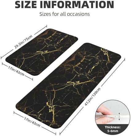 Luxury Gold-Black Kitchen Mat Set