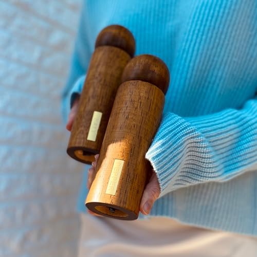 Elegant Wooden Salt Pepper Mill Set with Tray for Home Kitchen