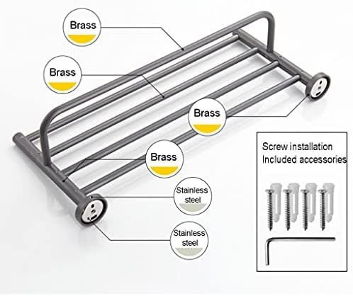 ANNBKATowel Shelf Wall-Mounted Brass Towel Holder 50cm Starry Gray Design