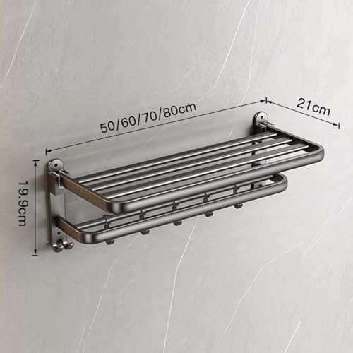 Portable Aluminum Towel Rack for Bathroom 50cm Wall-Mounted Towel Holder