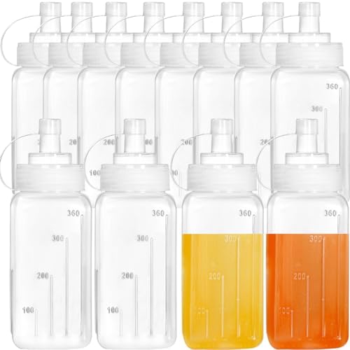 Set of 12 Squeeze Condiment Bottles 12 oz Wide Mouth