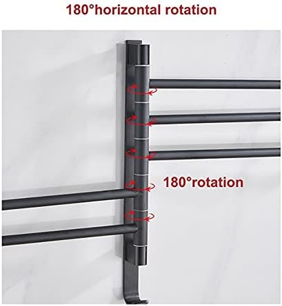 Space-Saving Towel Rail Black 4-Bar