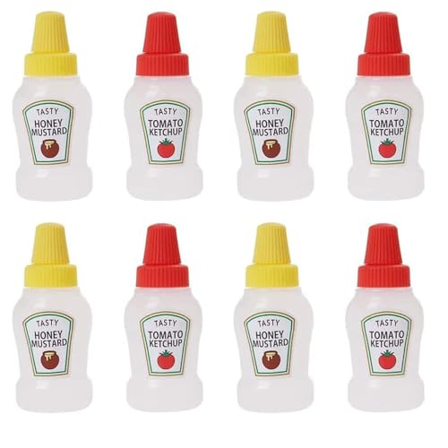 4-Piece Red Yellow Mini Ketchup Bottles