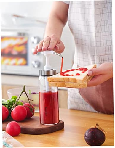 Luxshiny Glass Stainless Steel Squeeze Sauce Bottle