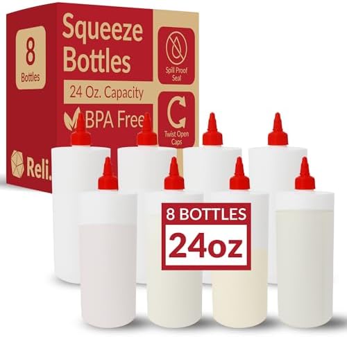 Reli 24 Oz Plastic Squeeze Bottles 8 Pack