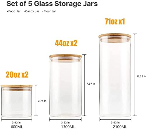 Yuncang Glass Jars Set of 5 with Bamboo Lids 1
