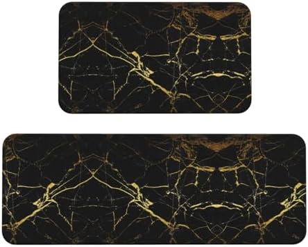 Luxury Gold-Black Kitchen Mat Set
