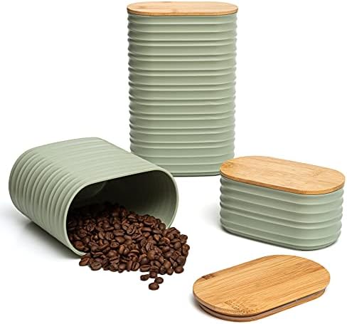 Mixpresso 3 Pcs Olive Green Canisters Set for Kitchen Storage