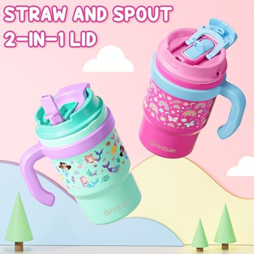 Fimibuke Kids Insulated Straw Tumbler - 16oz Leak-Proof Toddler Water Bottle