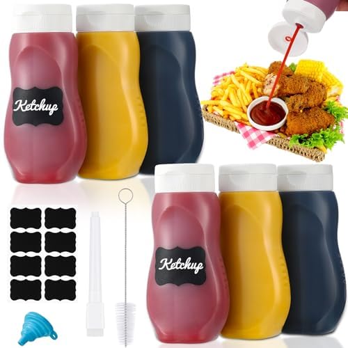 6-Pack 11 oz Condiment Squeeze Bottles