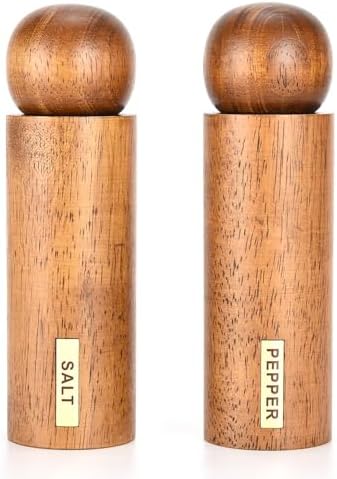 Elegant Wooden Salt Pepper Mill Set with Tray for Home Kitchen