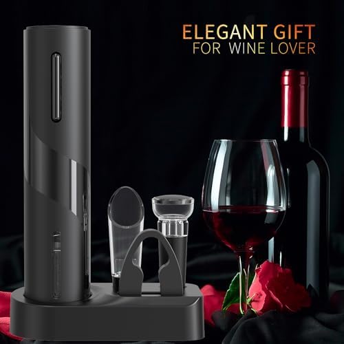 4-in-1 Electric Wine Opener Set with Foil Cutter and Vacuum Stopper