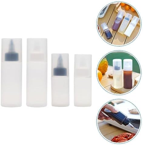 Yardwe 4Pcs Small Condiment Squeeze Bottles for Ketchup BBQ Sauce Dressing Syrup