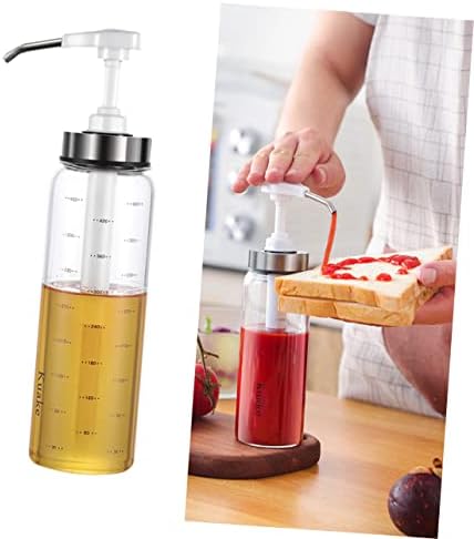 Cabilock 500ml Glass Stainless Steel Sauce Press Bottle