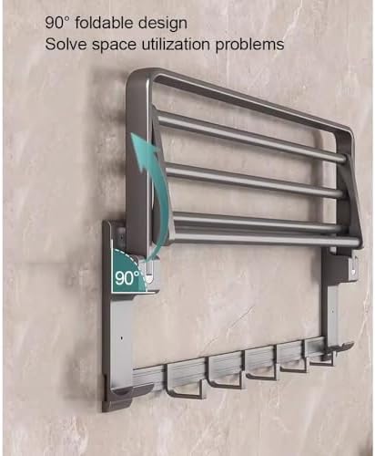 ANNBKA Gray Towel Shelf Wall-Mounted Towel Holder Bathroom Organization Solution