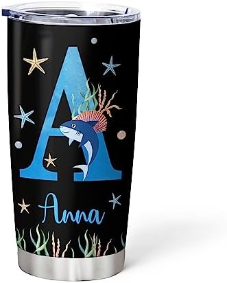 Personalized Shark Lovers Tumbler - Stainless Steel 20 oz for Women Kids