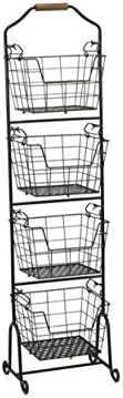 Gourmet Basics by Mikasa Ferme 4-Tier Metal Storage Basket Antique Black