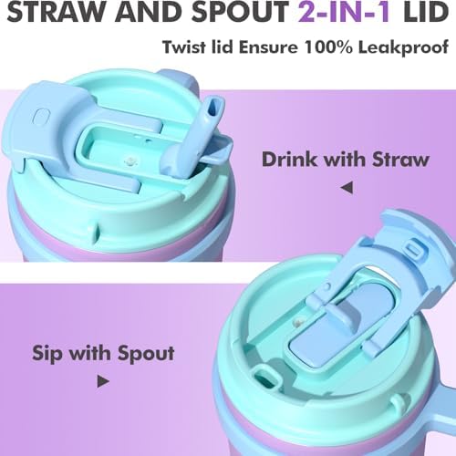 Fimibuke Kids Insulated Straw Tumbler - 16oz Leak-Proof Toddler Water Bottle