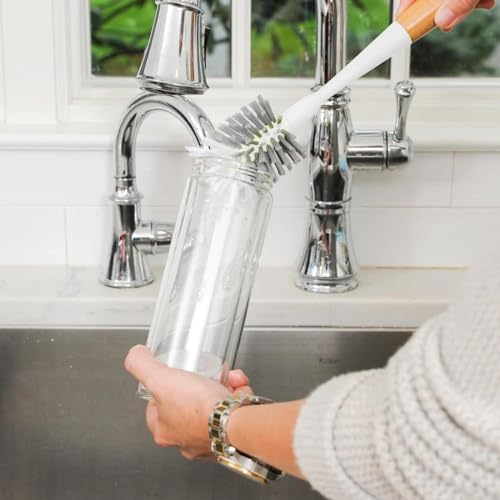 Full Circle Dish Brush and Bottle Brush Bundle with Bamboo Handles